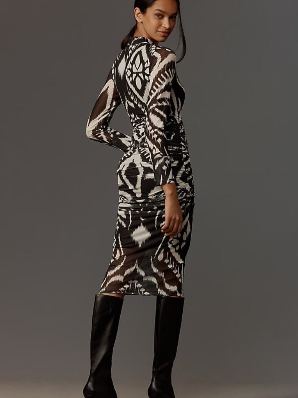 Farm Rio Ruched Printed Stretch-Tulle Midi Dress *BRAND NEW WITH TAGS* - Picture 3 of 11